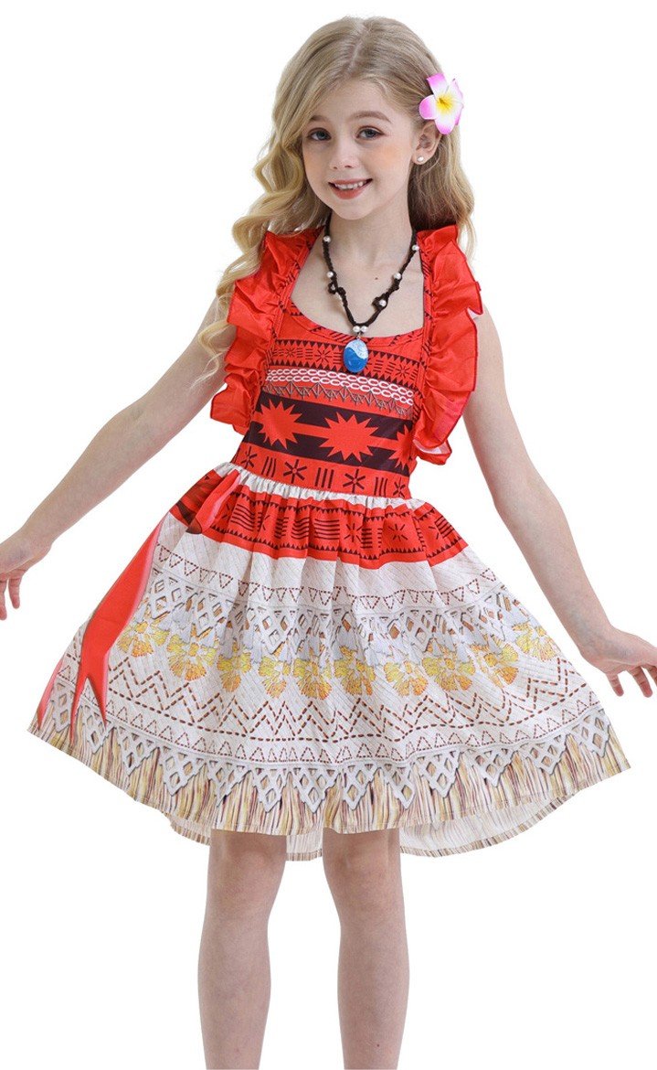 Moana Prinsessen Jurk Kind Vaiana Kostuum Meisje Hawaii Kostuum C051