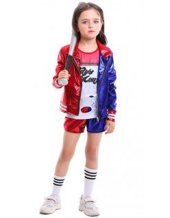 Suicide Squad Harley Quinn Kostuum Kinderset Met Glanzende Afdrukken
